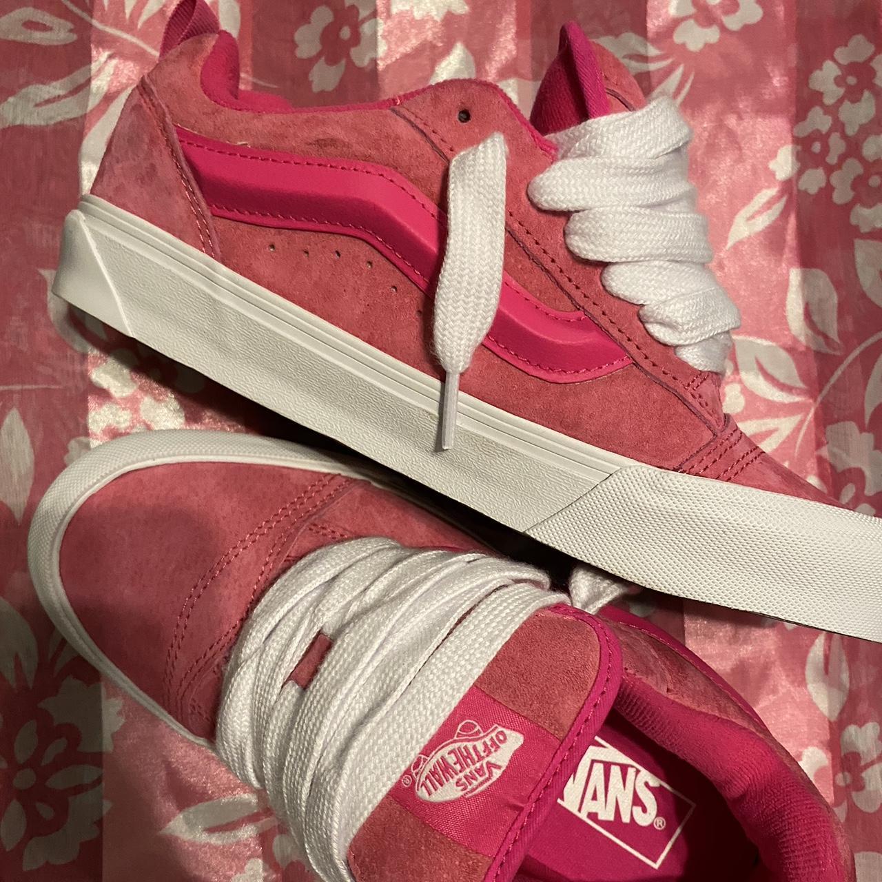 Pink nubuck knu skool vans size 7.5 fit like a 7... - Depop