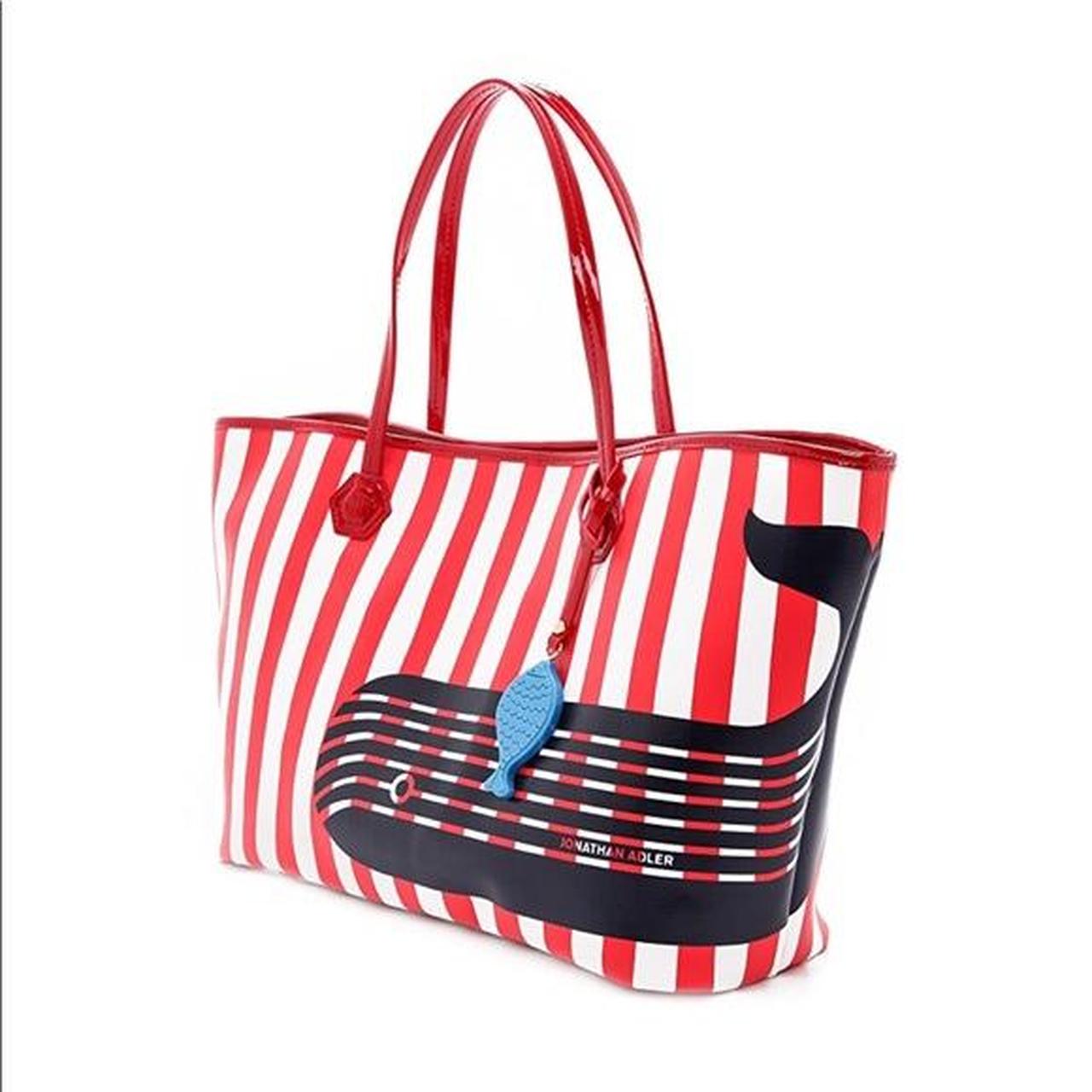 Jonathan Adler striped leather tote bag with whale. Depop