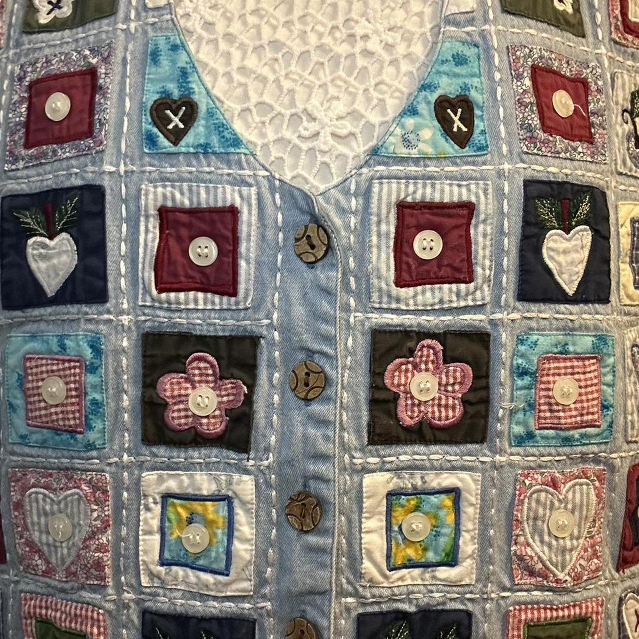 Women's Vest - Multi/White – Handmade patchwork d… - image 3
