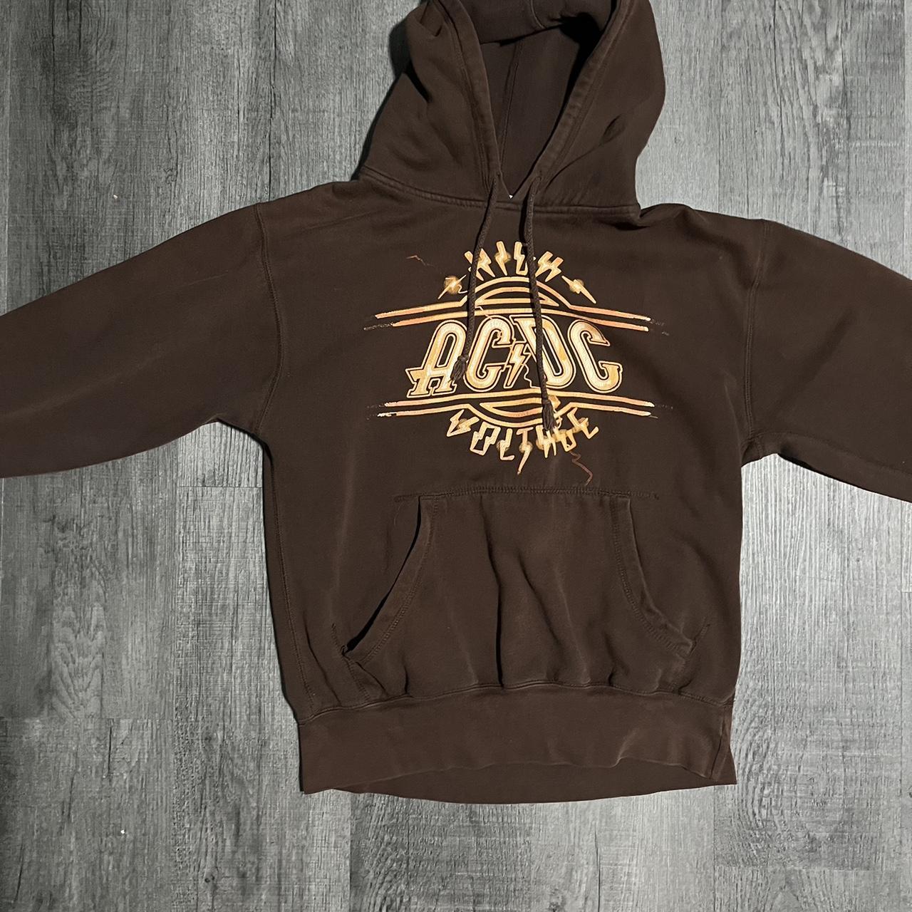 Vintage Brown AC/DC Hoodie Size Men’s Medium - Depop