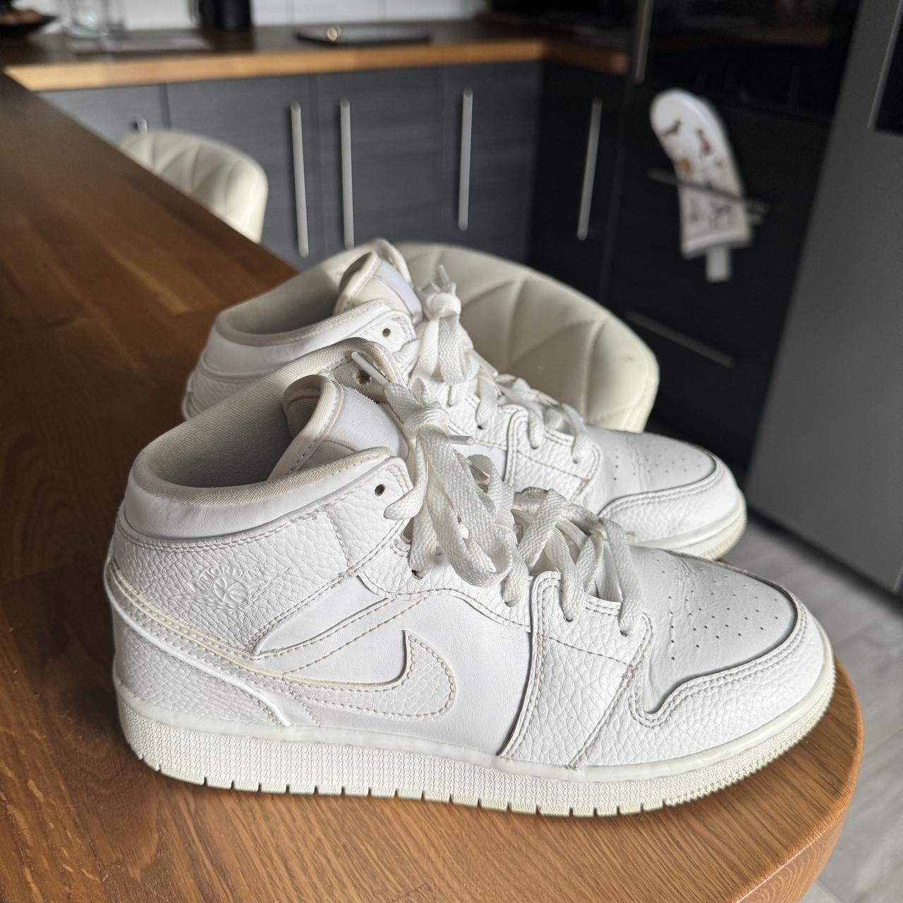 White Air Jordan Mid Size Uk Authentic Dont Depop