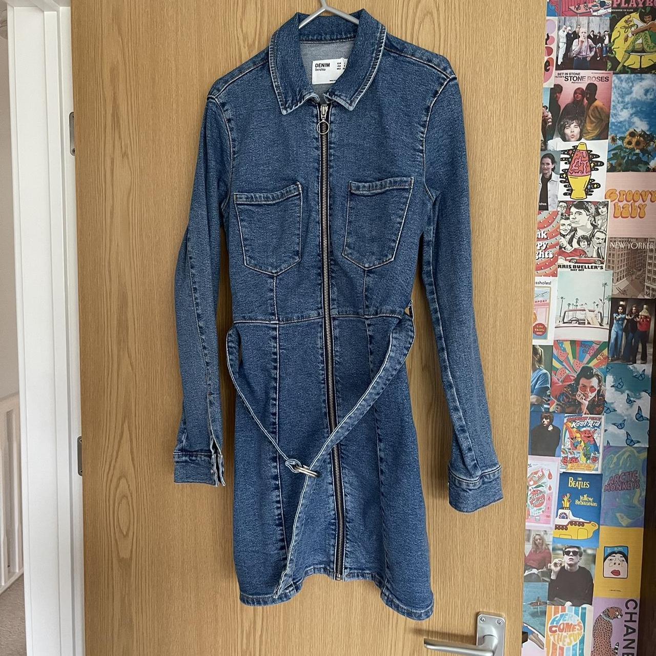 Bershka Denim Dress Size S fits a size... Depop