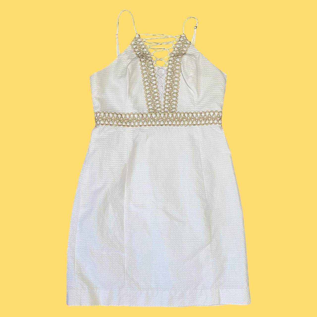 Lilly pulitzer white hot sale and gold dress