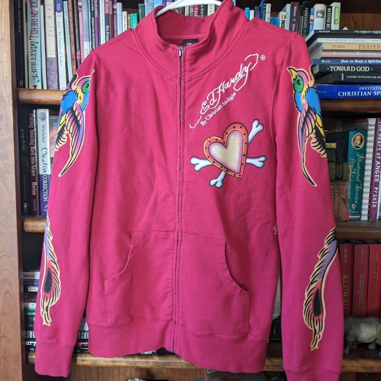 Ed Hardy, jacket, pink, Y2K, barely worn, medium,... - Depop
