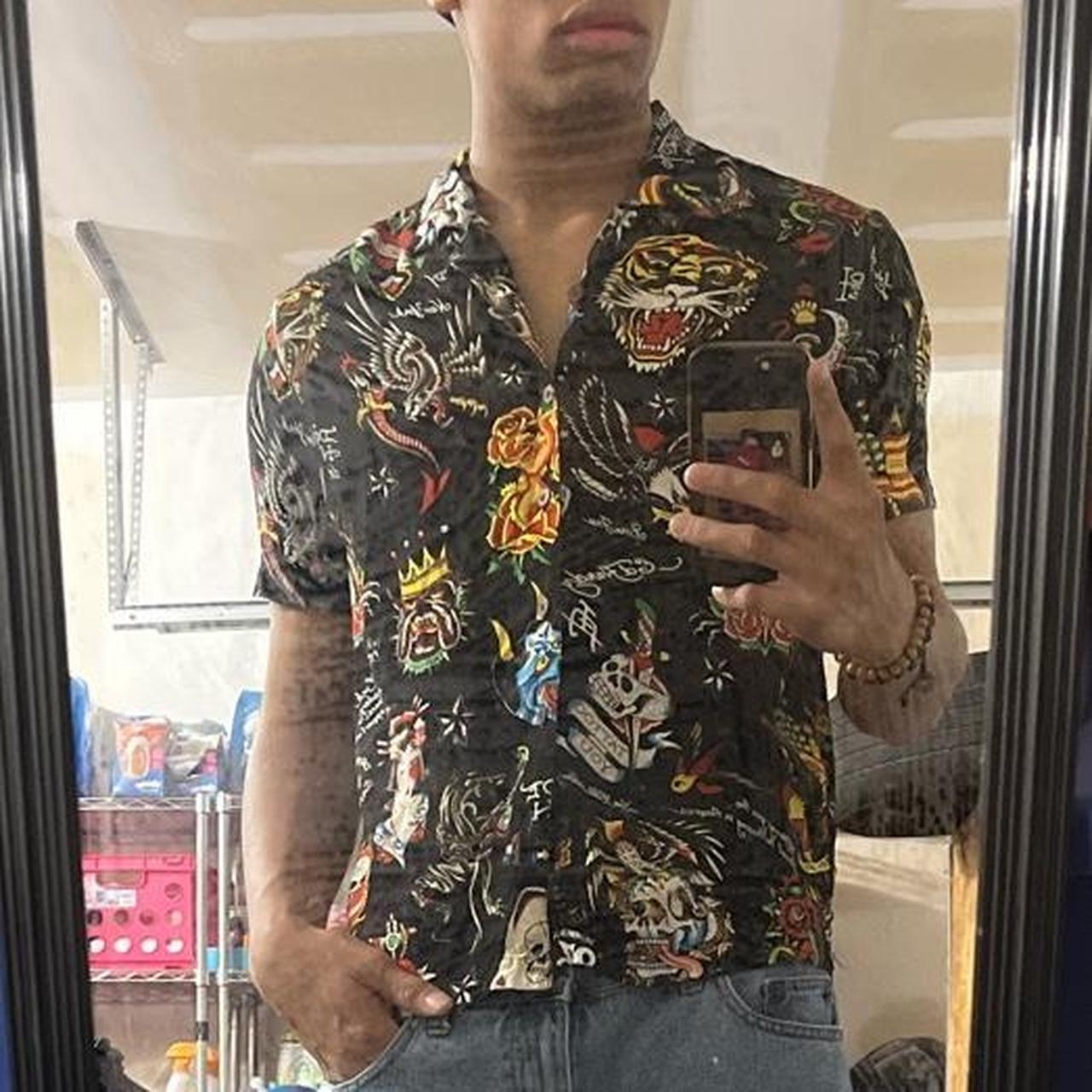 Ed hardy button up shirt Size men s