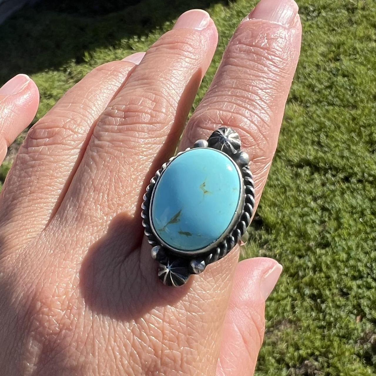 Native Women's Ring - Silver – Adjustable Turquoi… - image 1