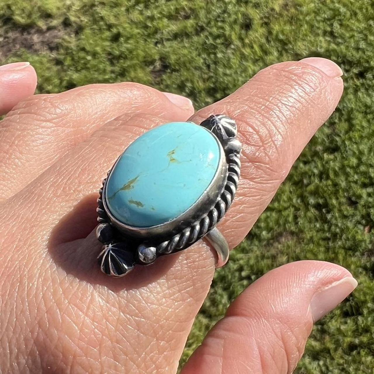 Native Women's Ring - Silver – Adjustable Turquoi… - image 2