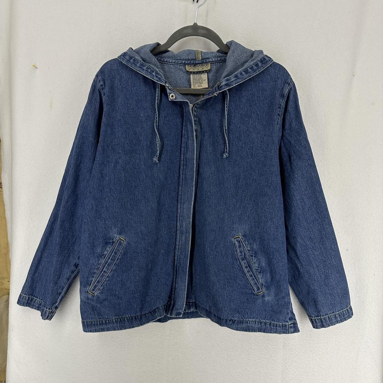 Sag Harbor Sports Petite 1970s Vintage Zip Up Denim... - Depop