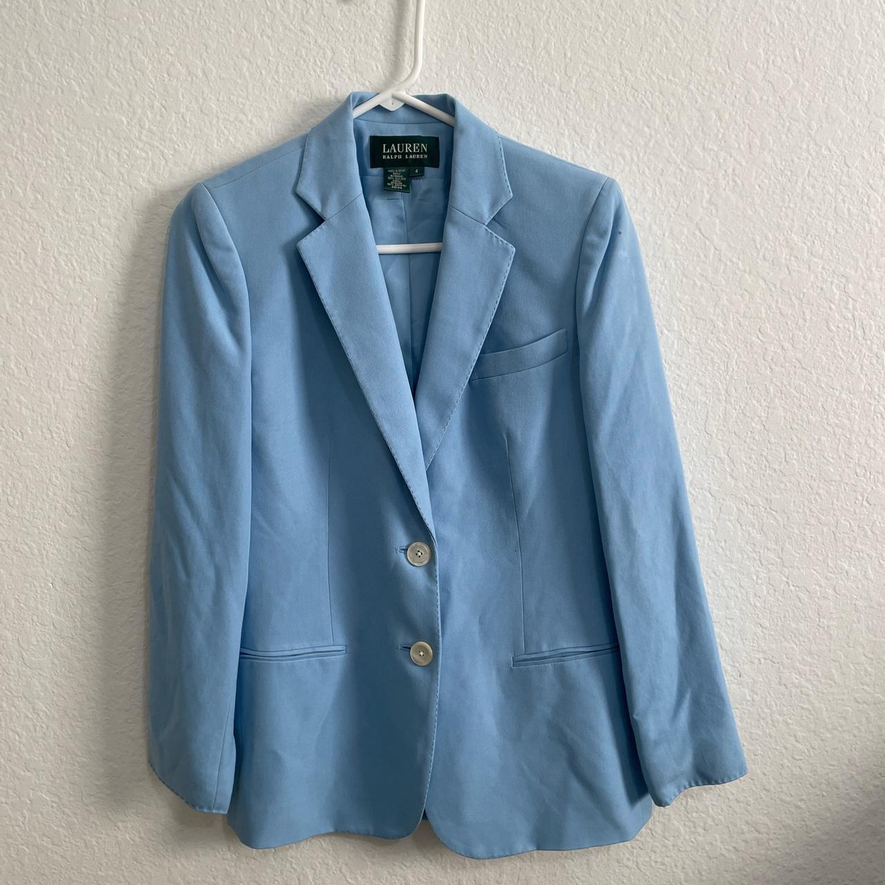 Ralph Lauren Vintage Light Blue Blazer with Shoulder... - Depop