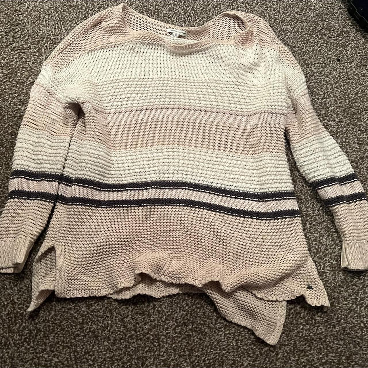 American Eagle Outfitters Women's Cream and Black Jumper | Depop