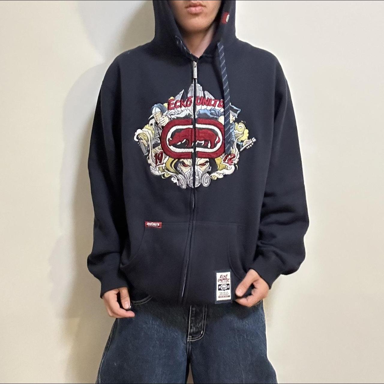 2000s ecko unltd graffiti skater embroidered hoodie🦏... Depop