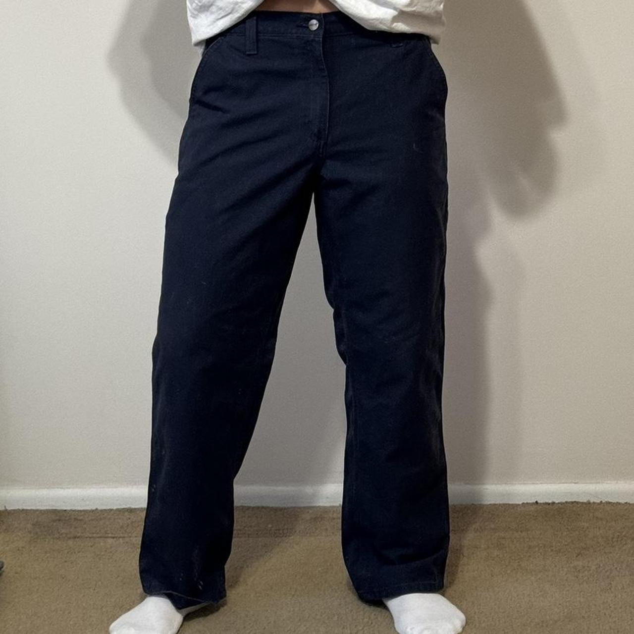 men’s navy blue carhartt carpenter pants size... - Depop