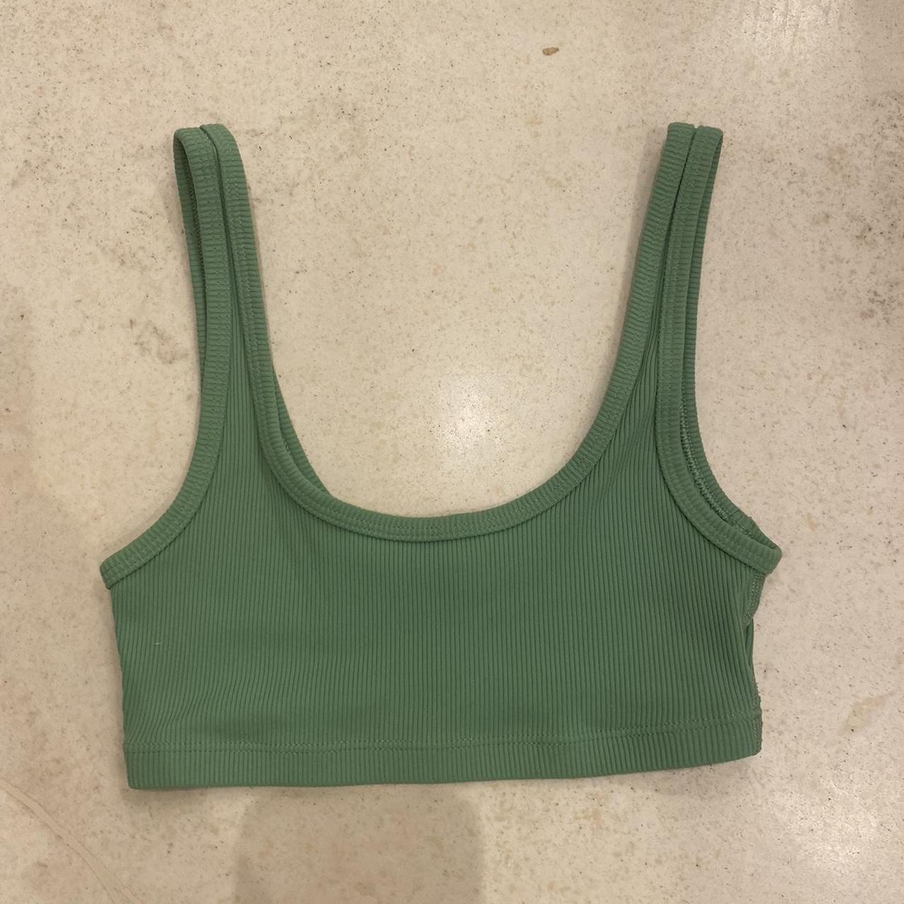 Green Aritzia TNA ribbed sports bra - Depop