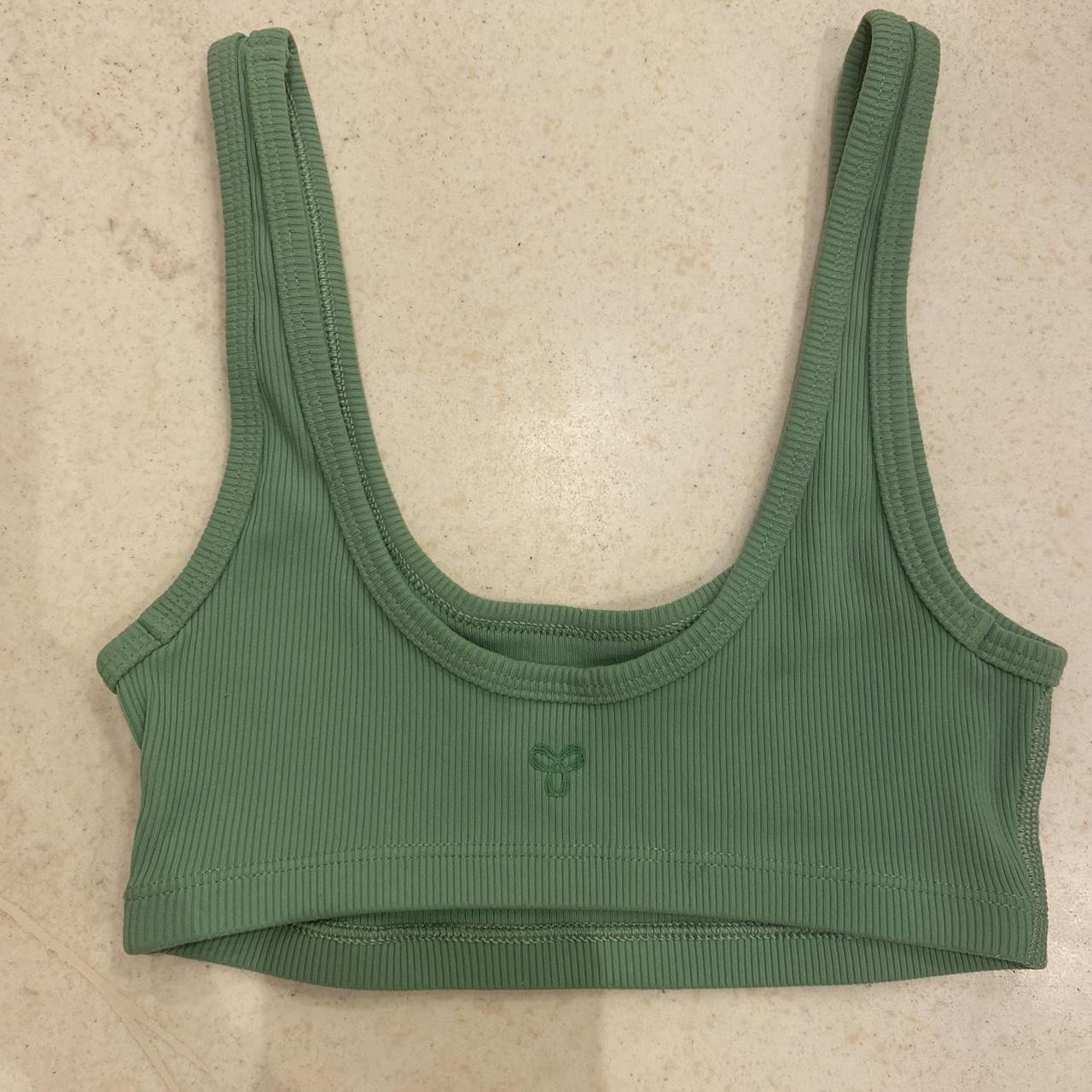 Green Aritzia TNA ribbed sports bra - Depop