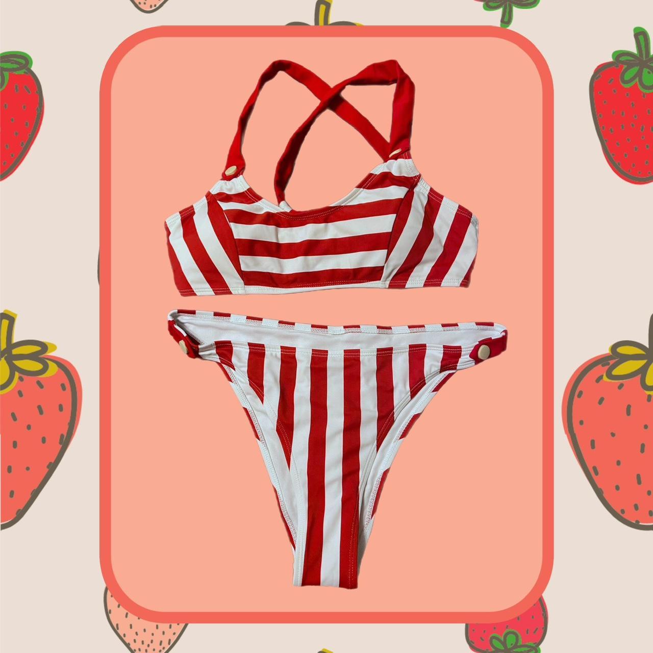 Cupshe Women's Red and White Bikinisandtankinisets Depop