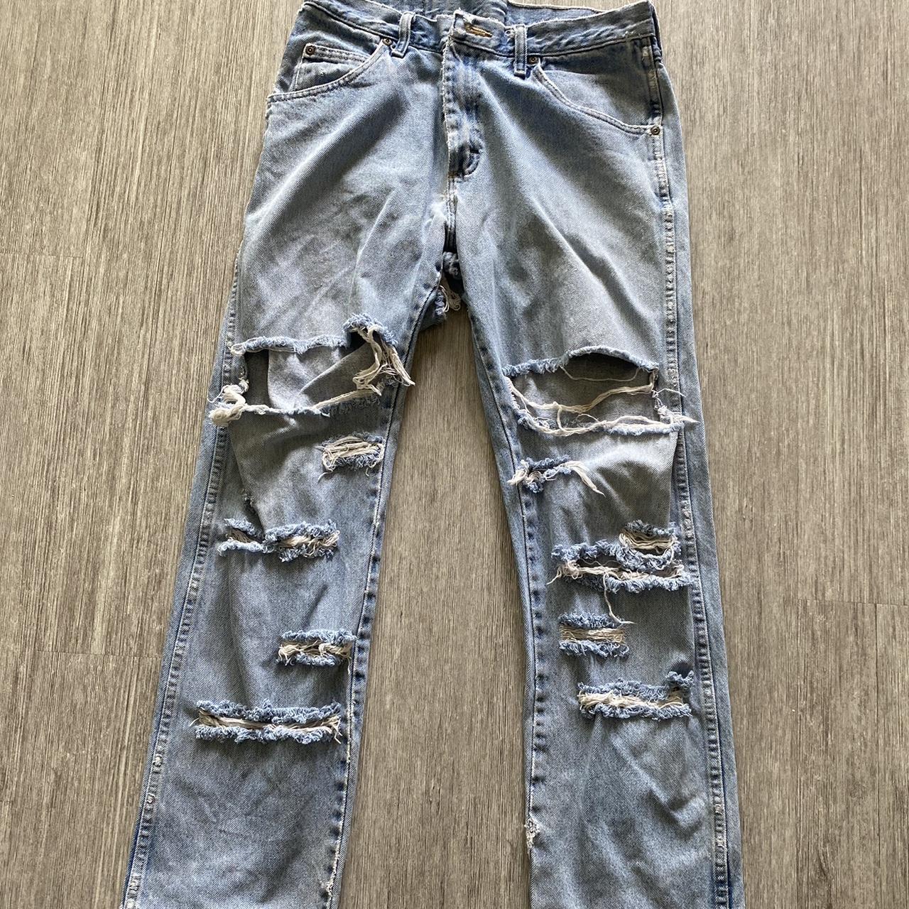 ripped and painted wrangler jeans #wranglerjeans... - Depop