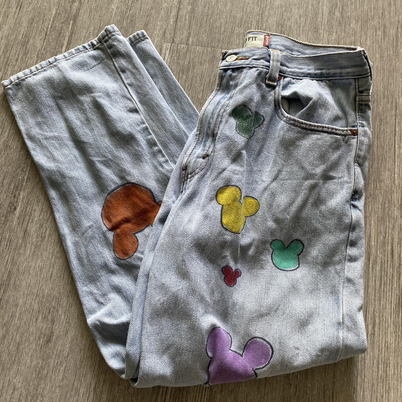 handmade mickey mouse levi jeans levis jeans. Depop