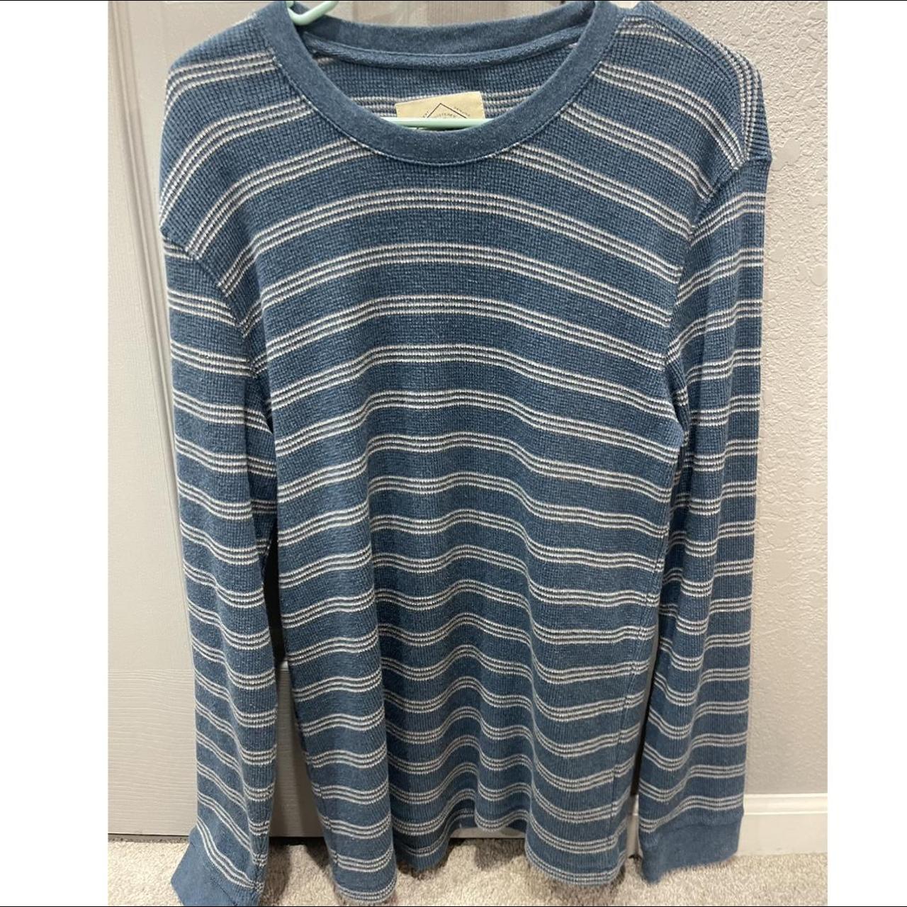 St. John's Bay Men's Blue and White Jumper | Depop