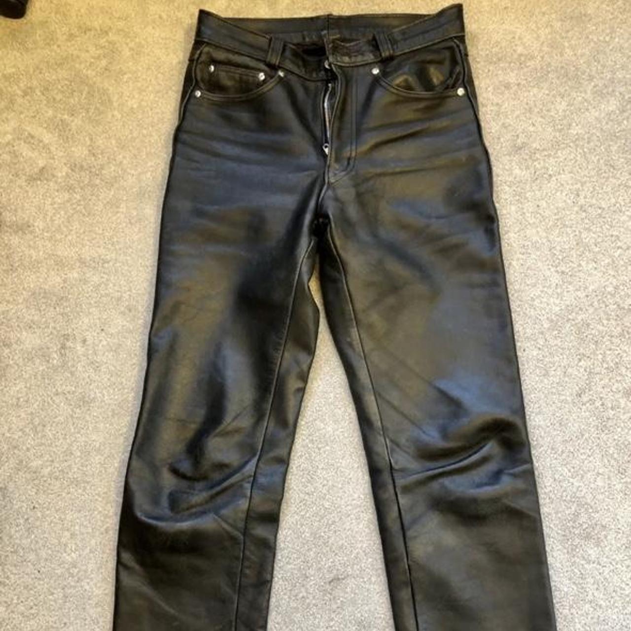 Vintage Leather Trousers Size 30 Schott... - Depop