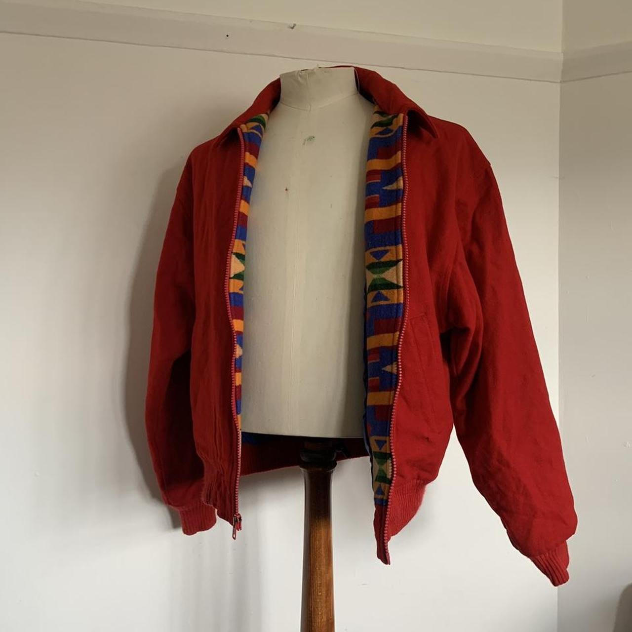 Vintage PENDLETON Red Wool Bomber Jacket Western... - Depop