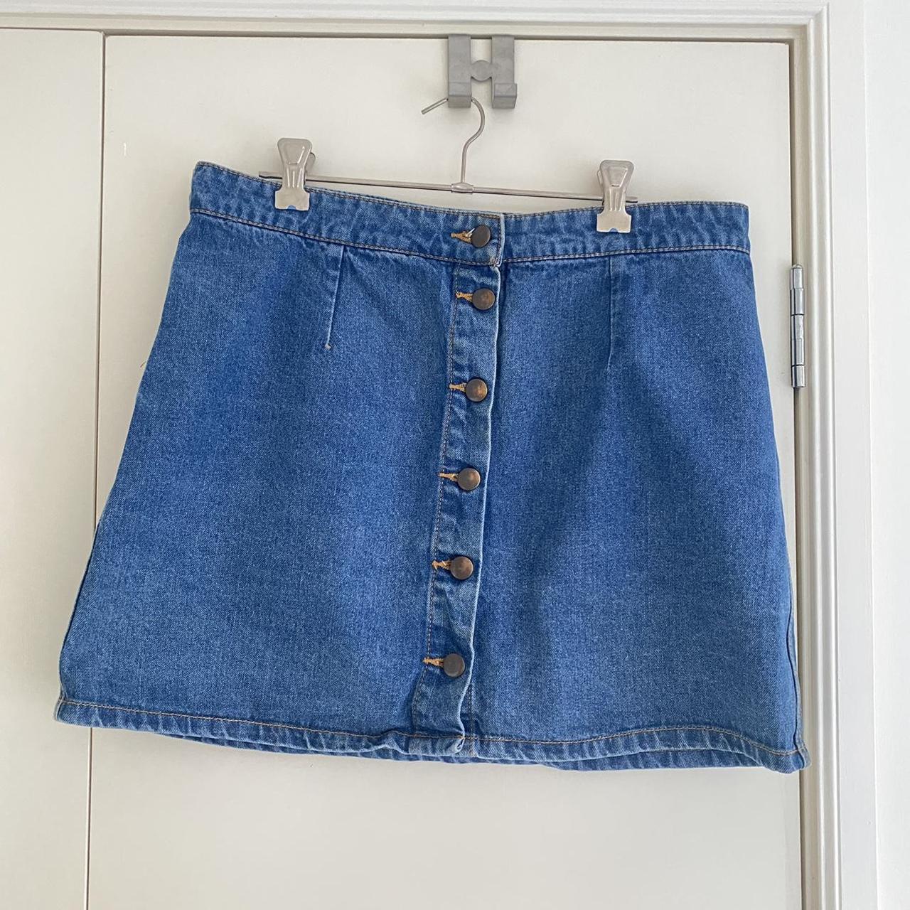 Dotti Button Up Blue Denim Skirt Size 14 Large or... Depop