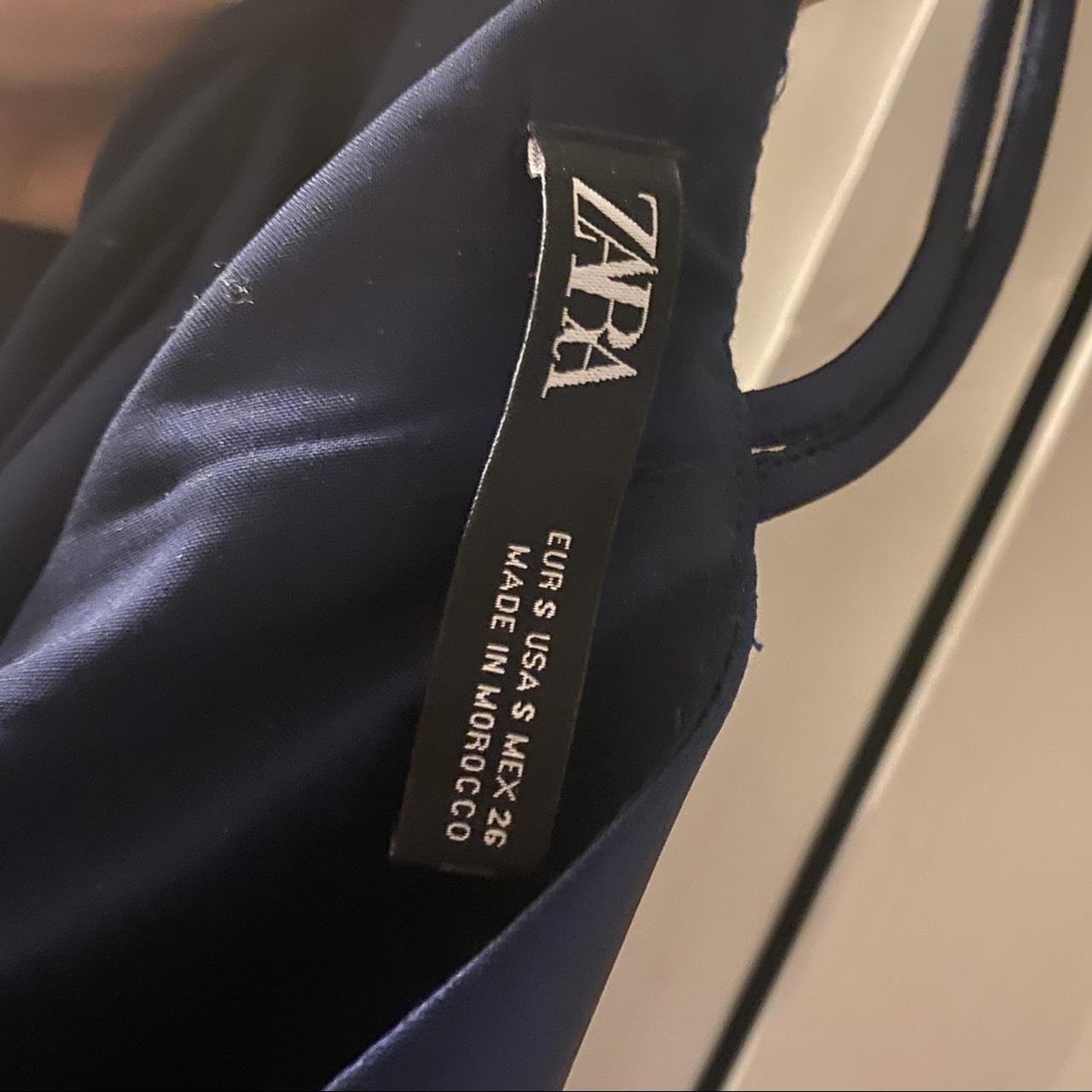 Zara Navy Silk Maxi Dress Wore Once For Graduation... Depop