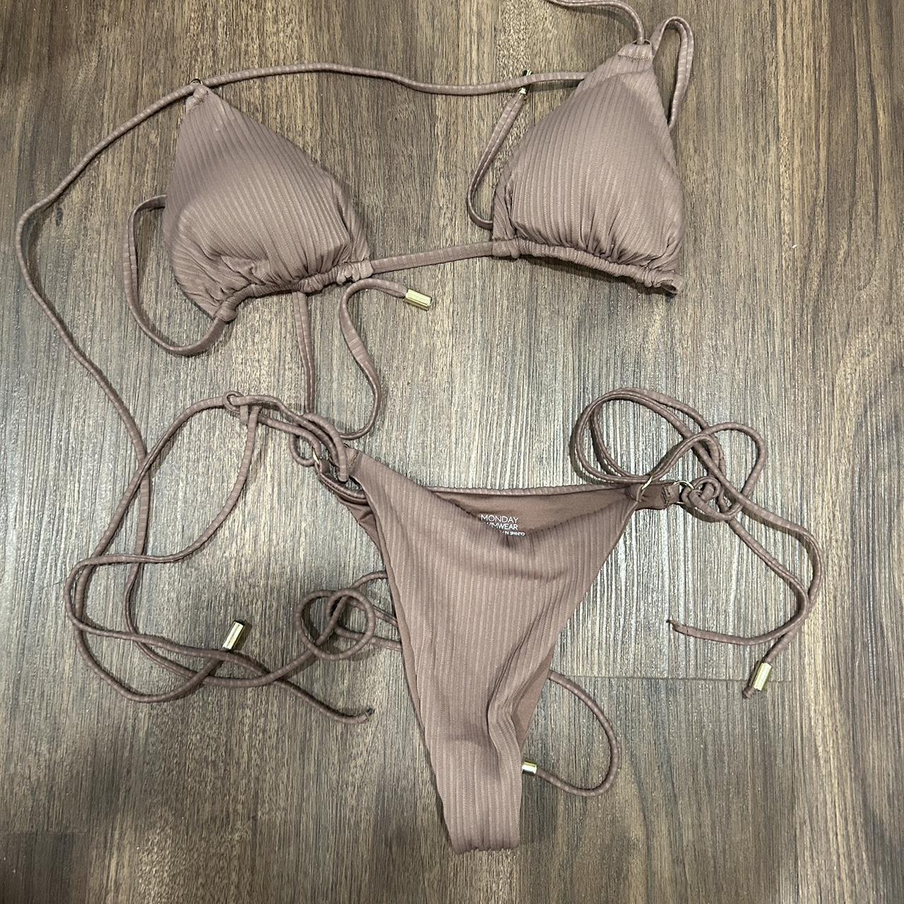 Monday swimwear brown bikini! Worn once. Bottom is... - Depop