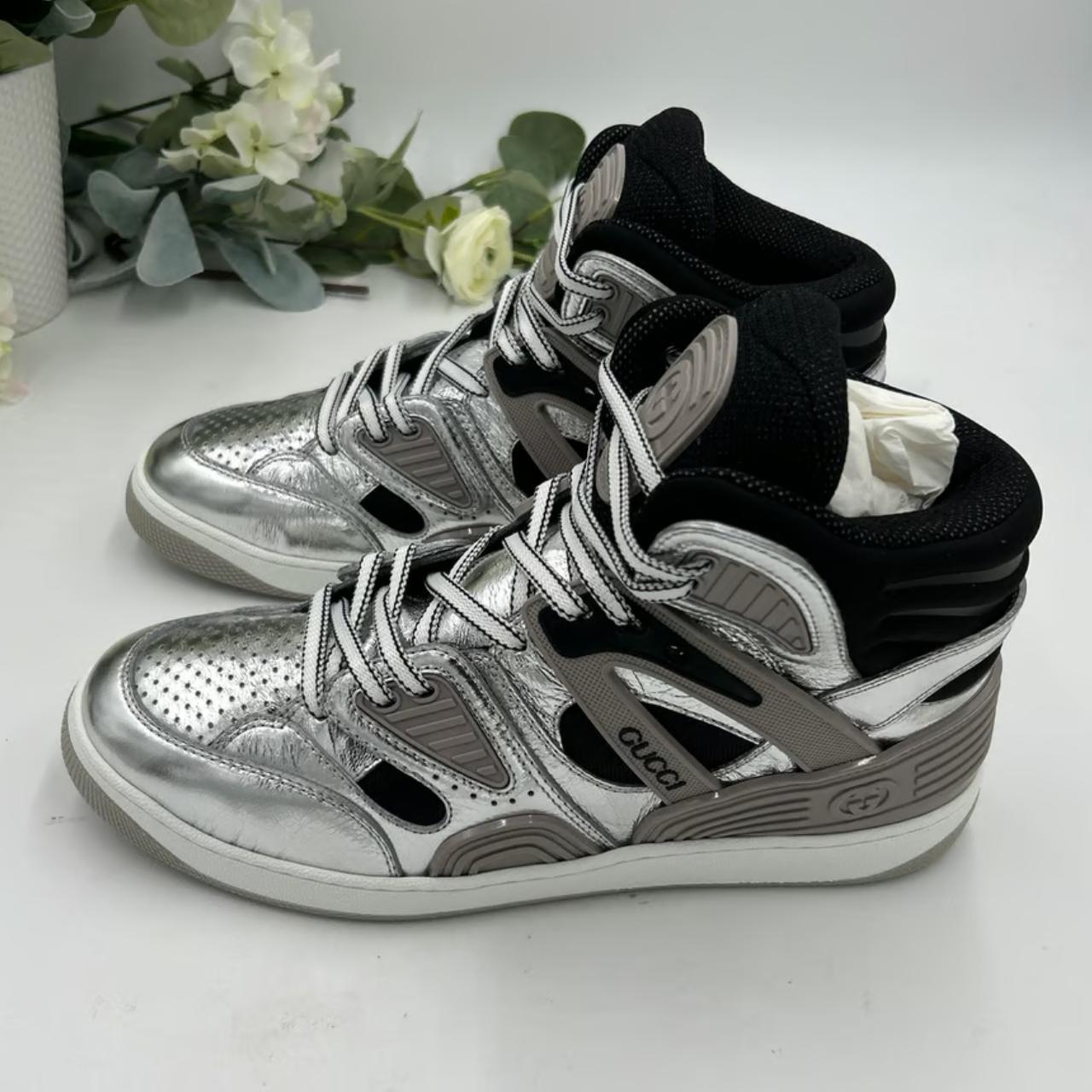 Mens silver gucci sneakers on sale