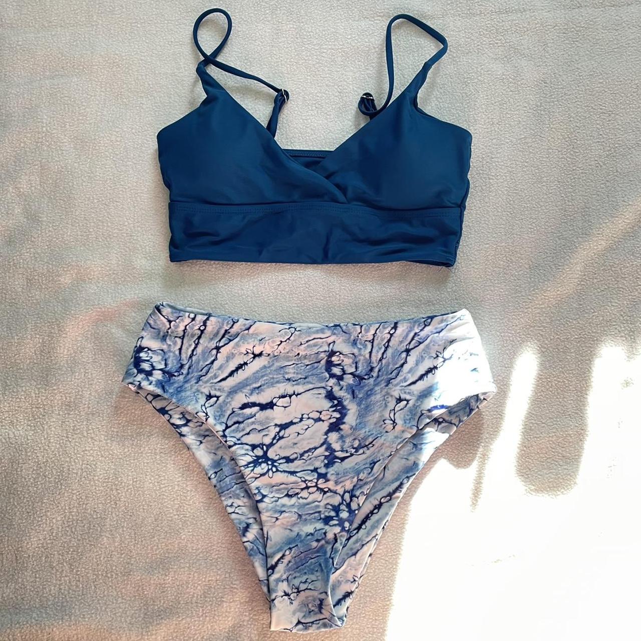 Women S Blue And White Bikinis And Tankini Sets Depop