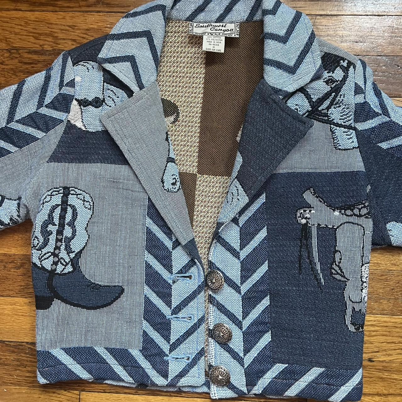 Women's Jacket - Blue/Multi - M – patchwork weste… - image 1