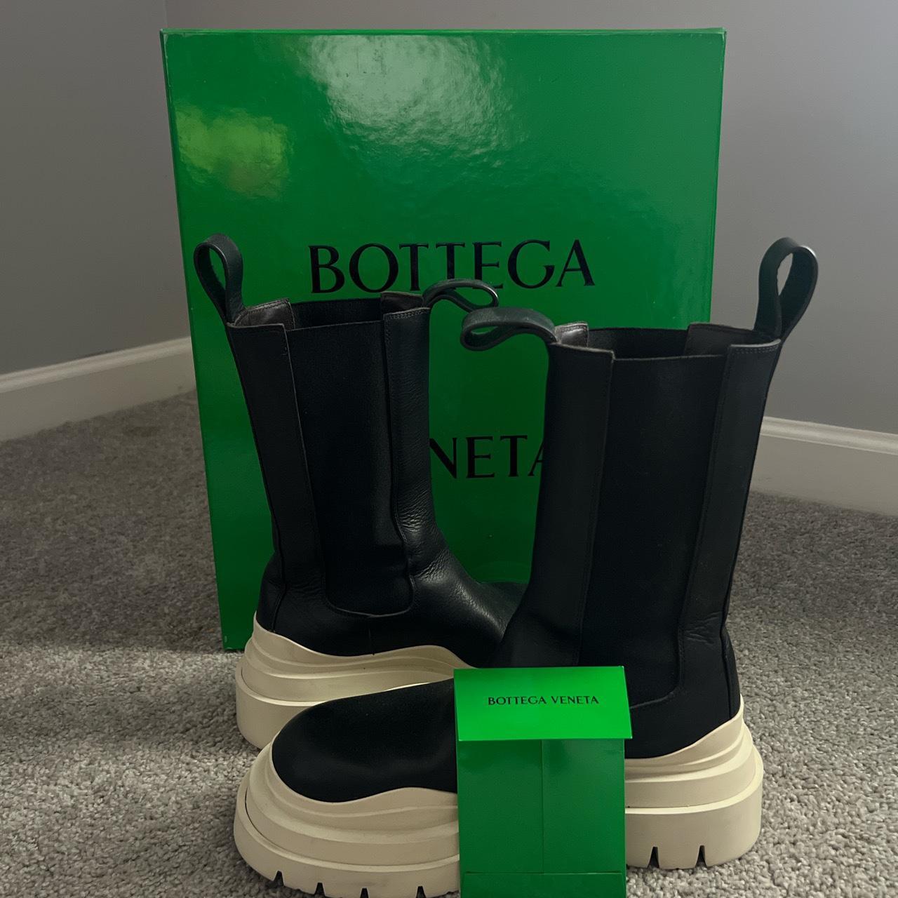 lime green Bottega Veneta tire boots, never worn - Depop