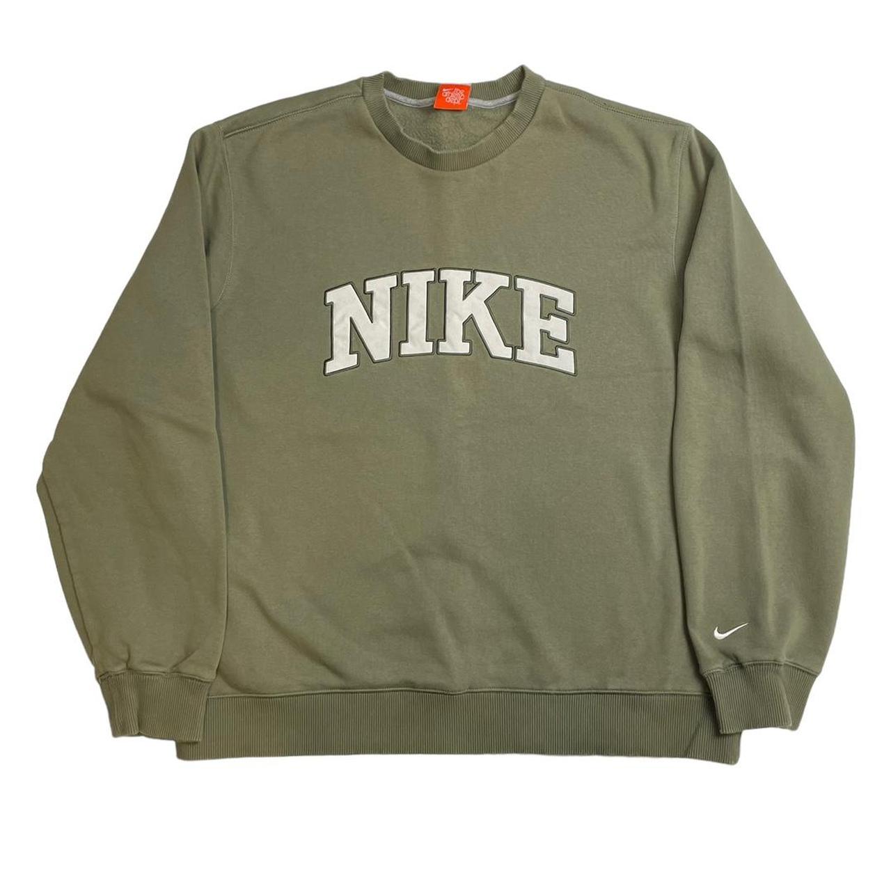 Vintage Nike spellout sweatshirt khaki Very light... - Depop