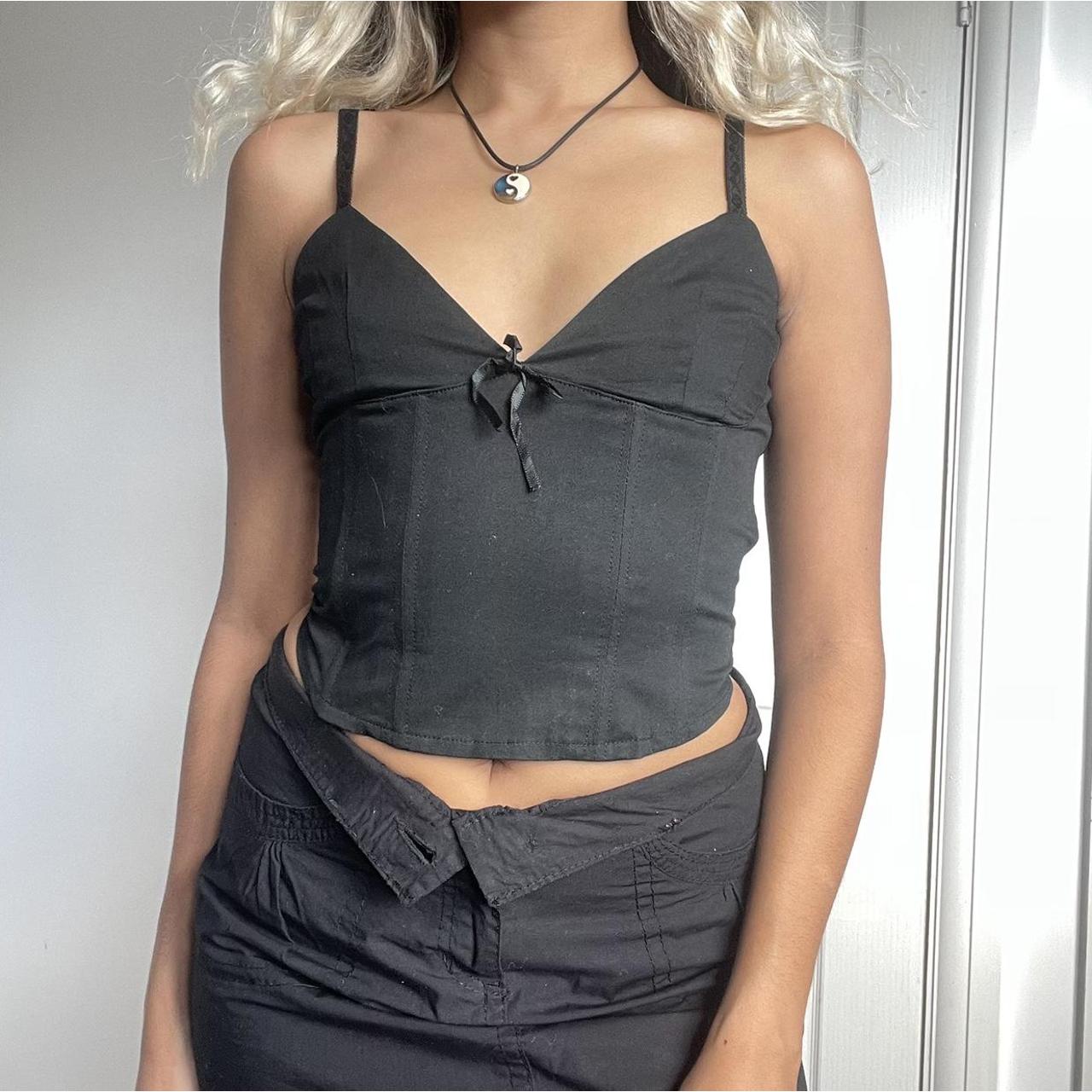 halloween costume black backless corset cami... Depop