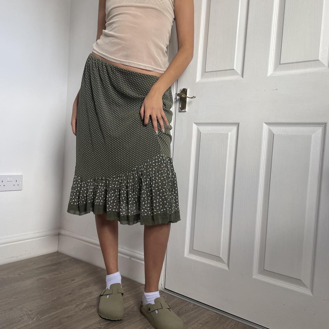 Women's Green and White Skirt | Depop