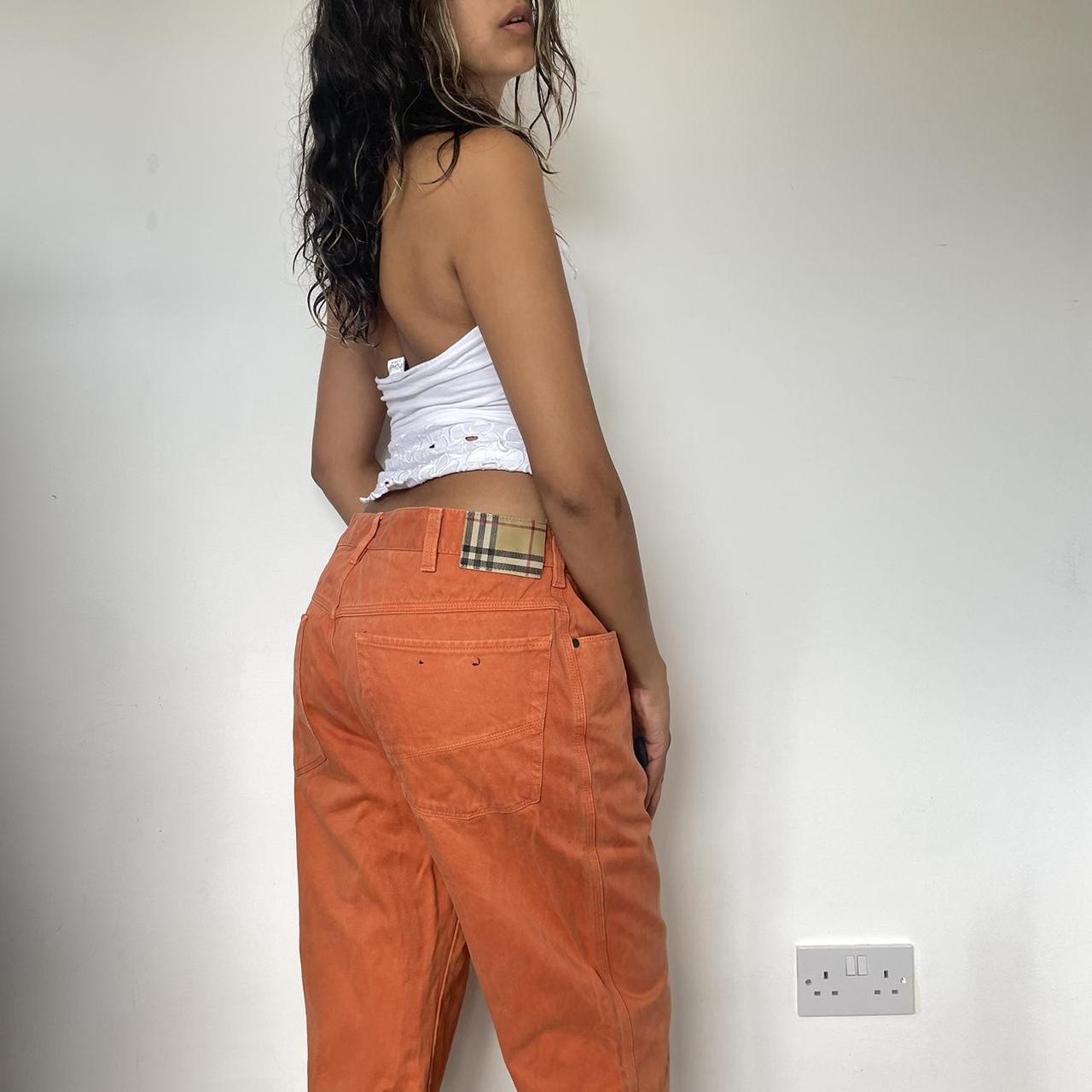 vintage orange burberry denim jorts Jean denim Depop