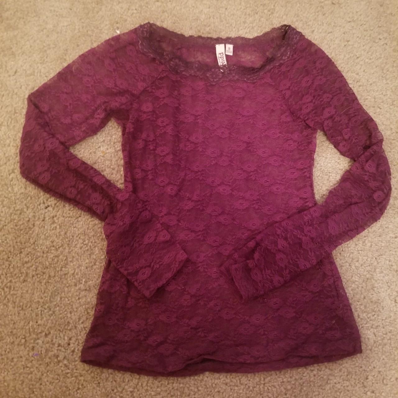 Mudd Clothing Women's Burgundy and Purple Shirt | Depop