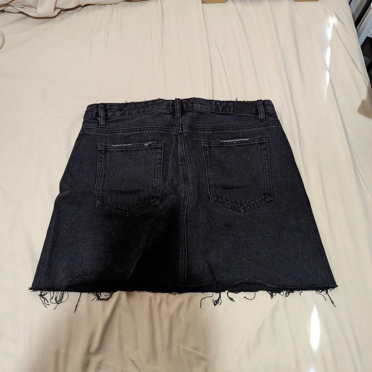 Ghanda black distressed denim skirt size 14 worn... Depop