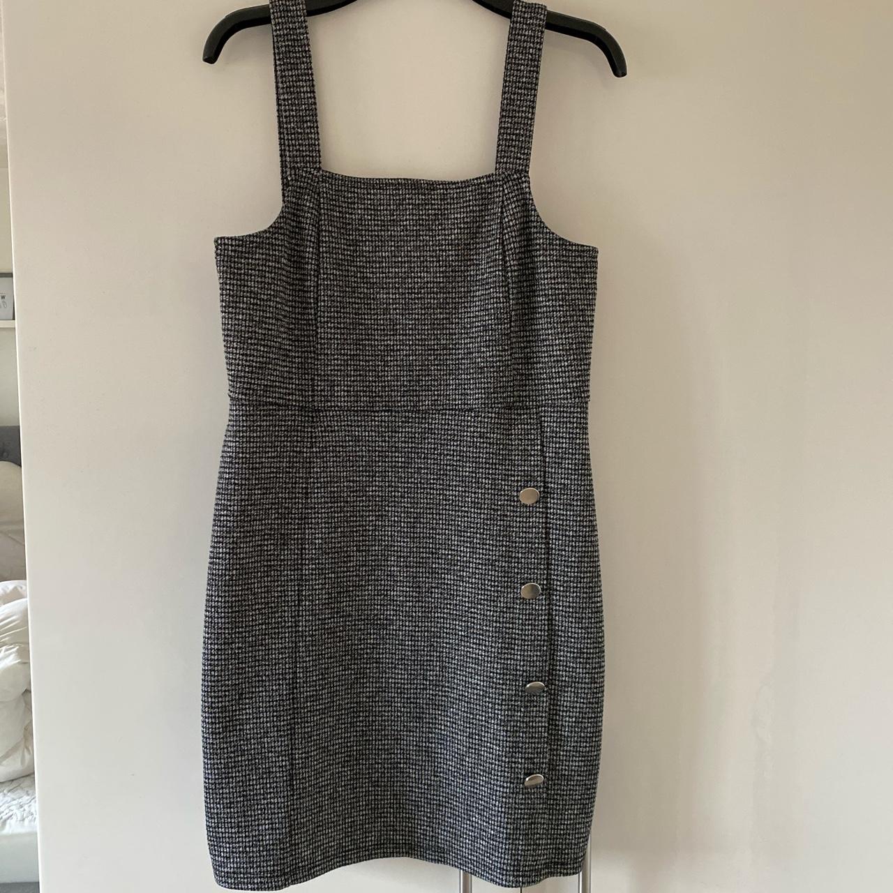 F F Black Grey Pinafore Dress Size 14 Depop