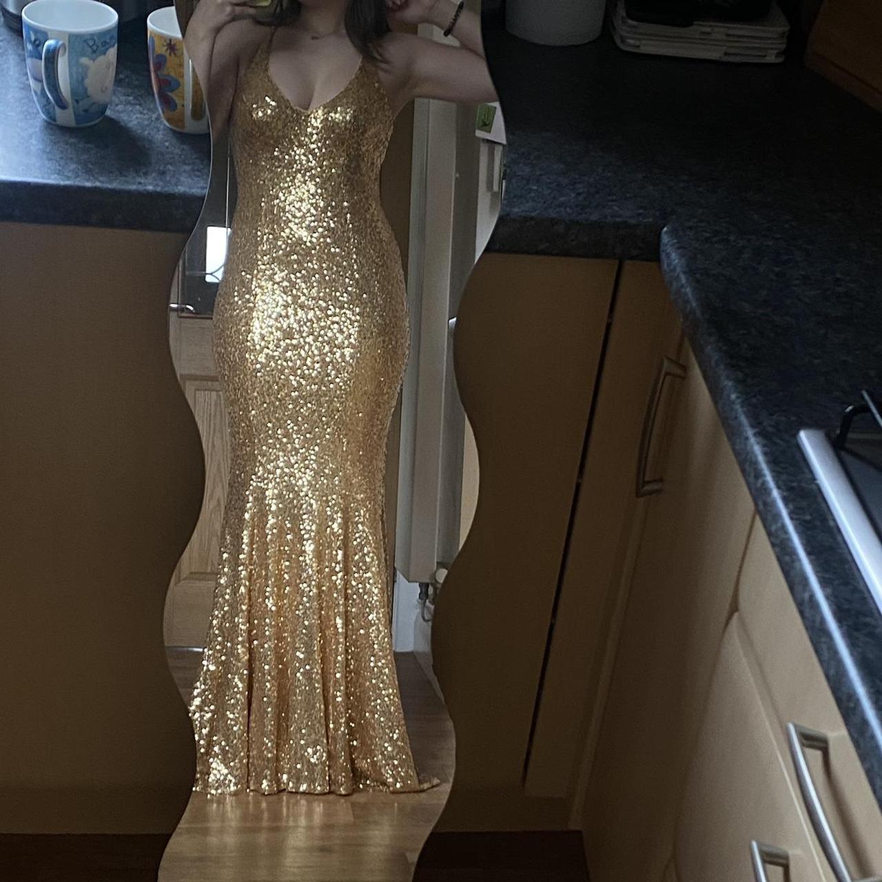 Gold Sparkly Prom Dress Only Worn Once Bought For Depop