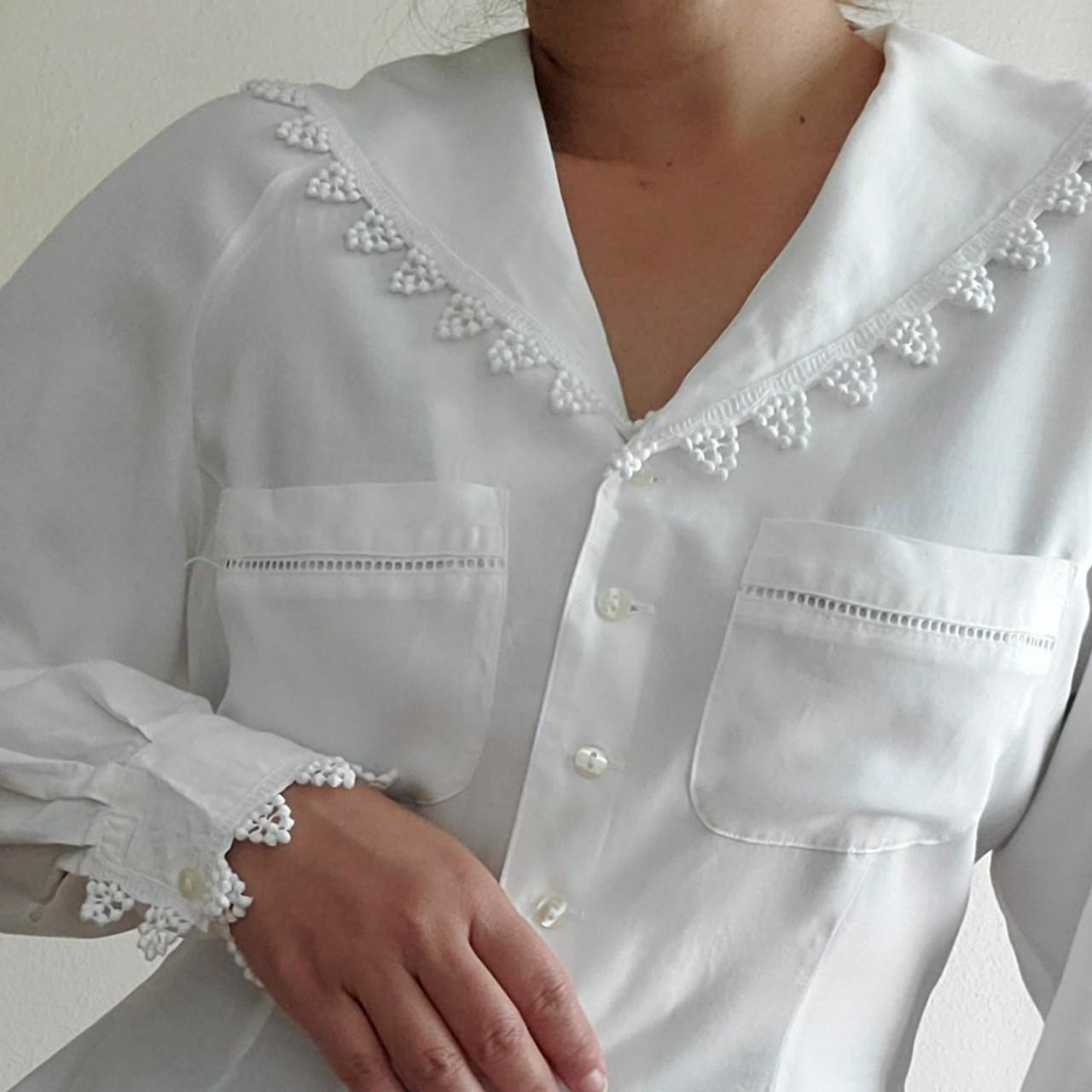 Cacharel Women's White and Cream Blouse (3)