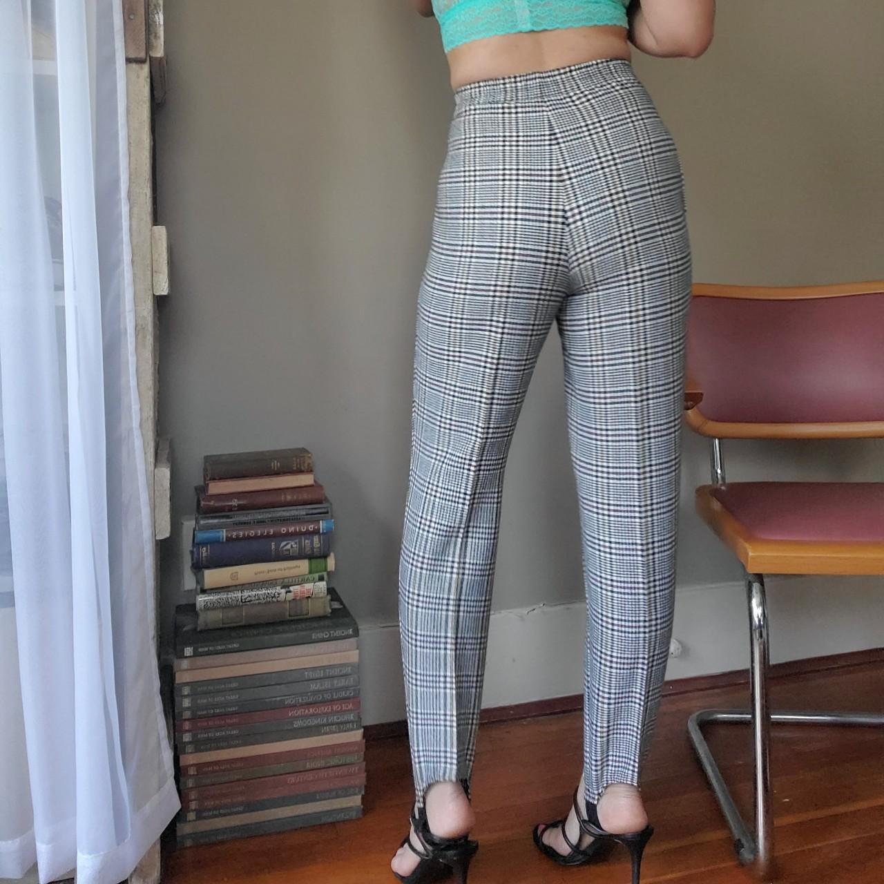 Vintage Plaid Stirrup Pants Highwaist Plaidcheck Depop