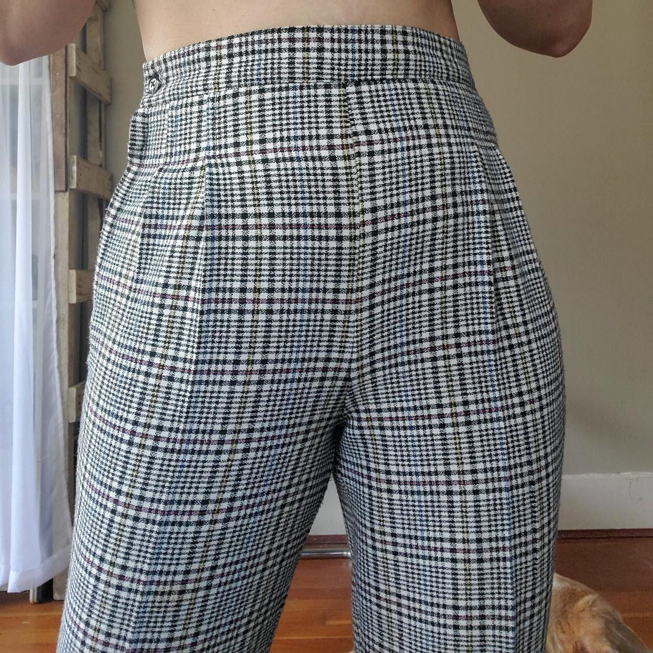 Vintage Plaid Stirrup Pants Highwaist Plaidcheck Depop