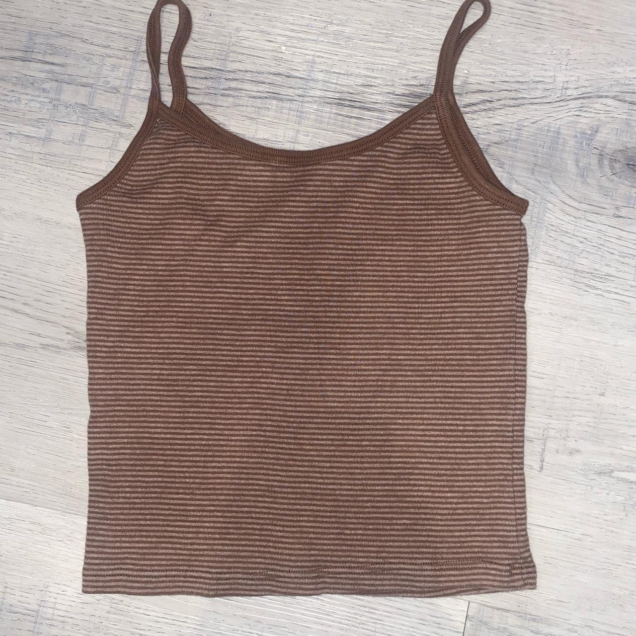 Brandy Melville Brown Striped Tank Only Worn A Few... - Depop