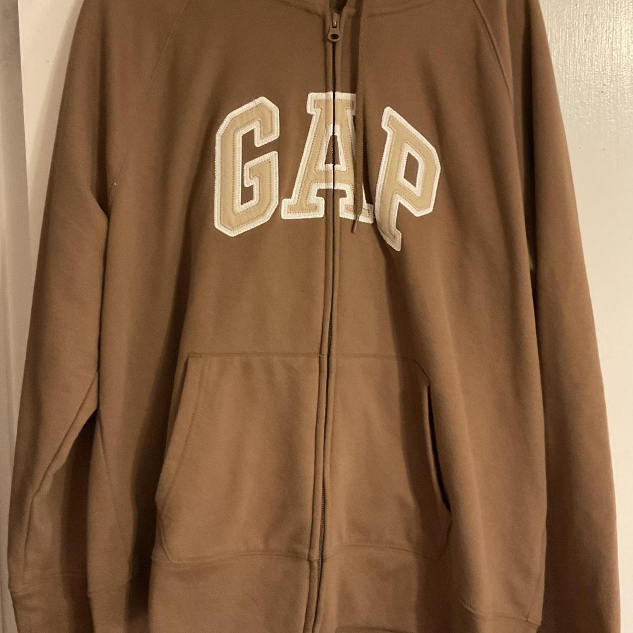 Xlarge brown GAP zip up hoodie brand new never... Depop