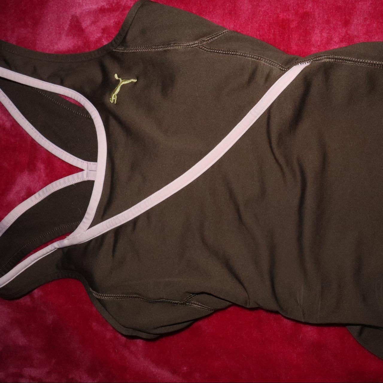 Vintage brown puma tennis top Thrifted slightly... - Depop