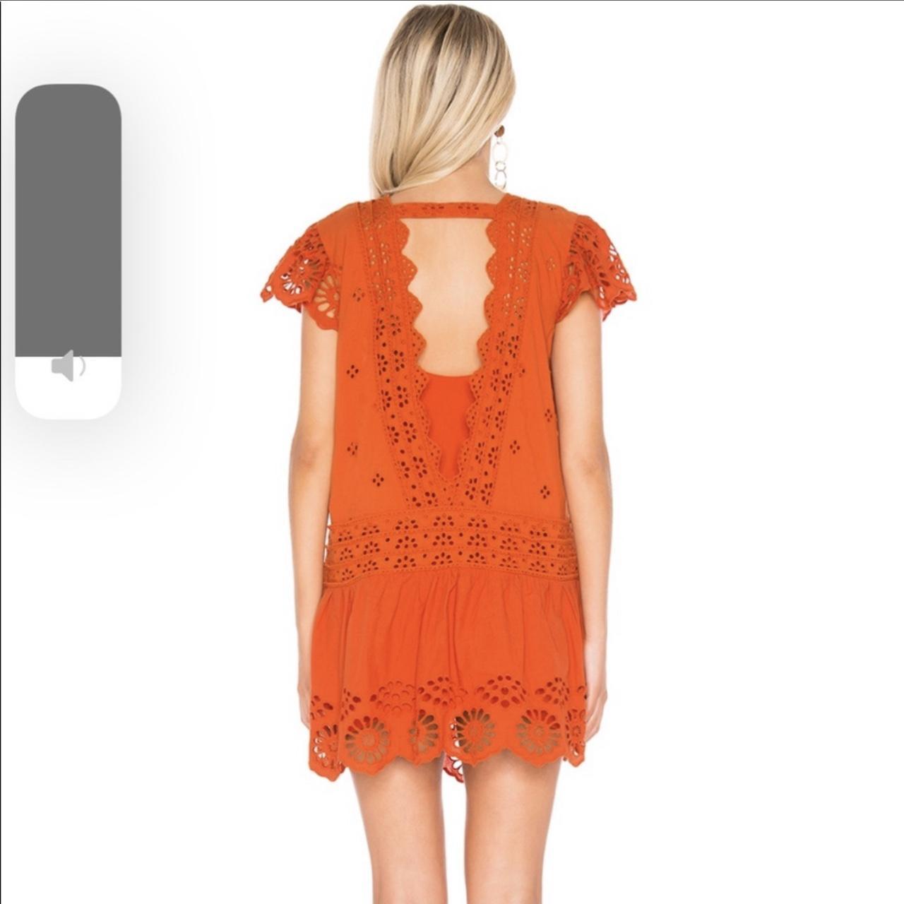 Esperanza Eyelet Mini Dress in Orange Cotton blend