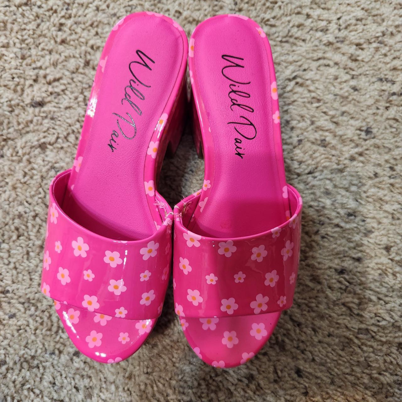 Wild Pair Women's Pink Mules Depop