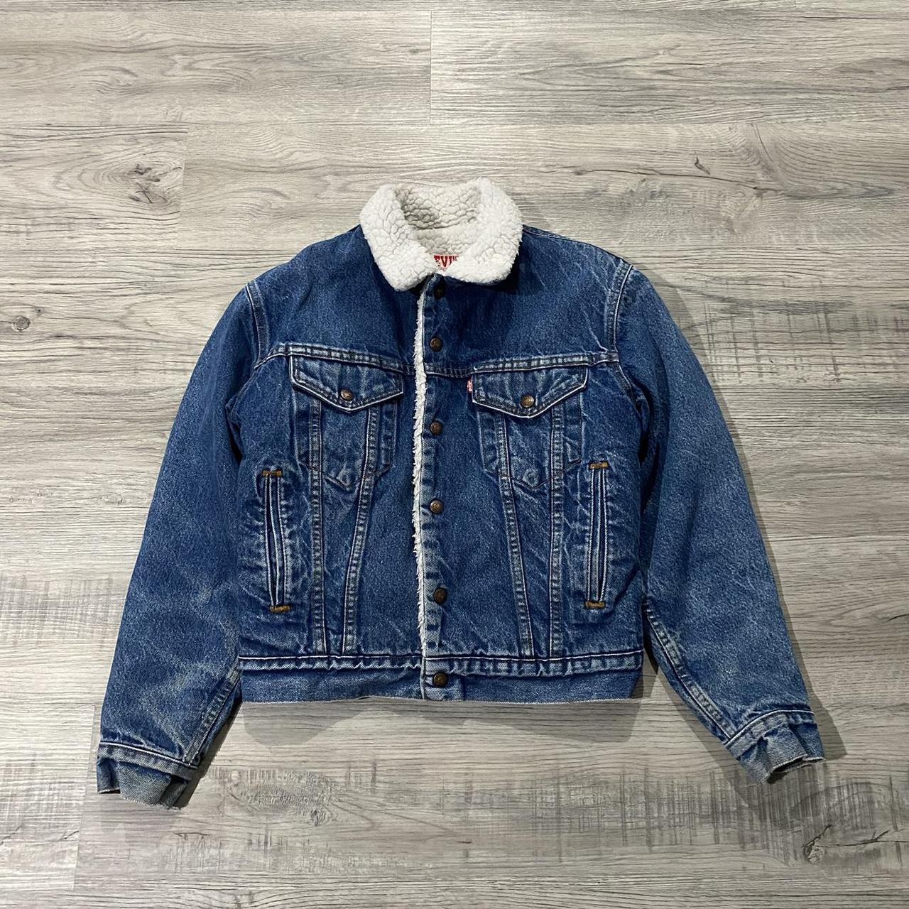 Vintage 80s 90s Levi’s Sherpa blue jean jacket - Depop