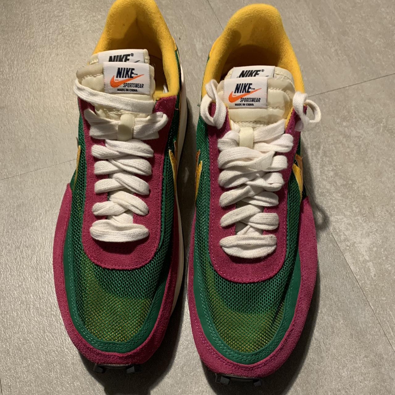 sacai waffle pine green on feet