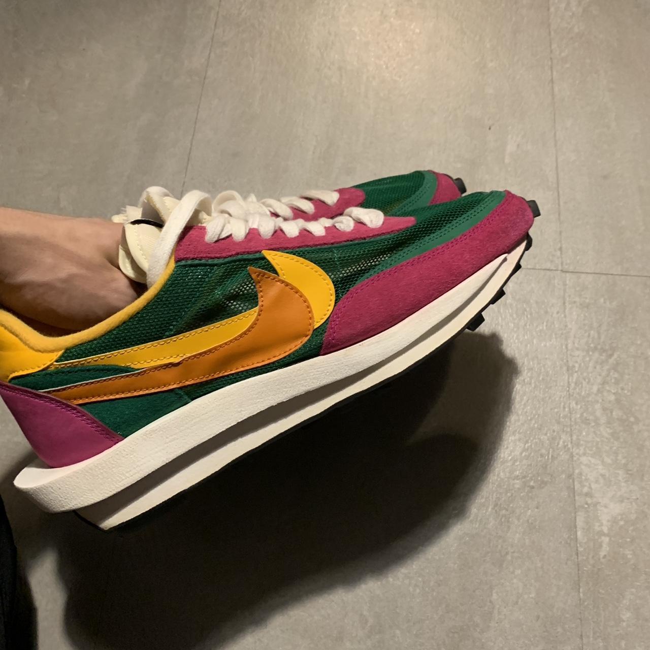 sacai waffle pine green on feet
